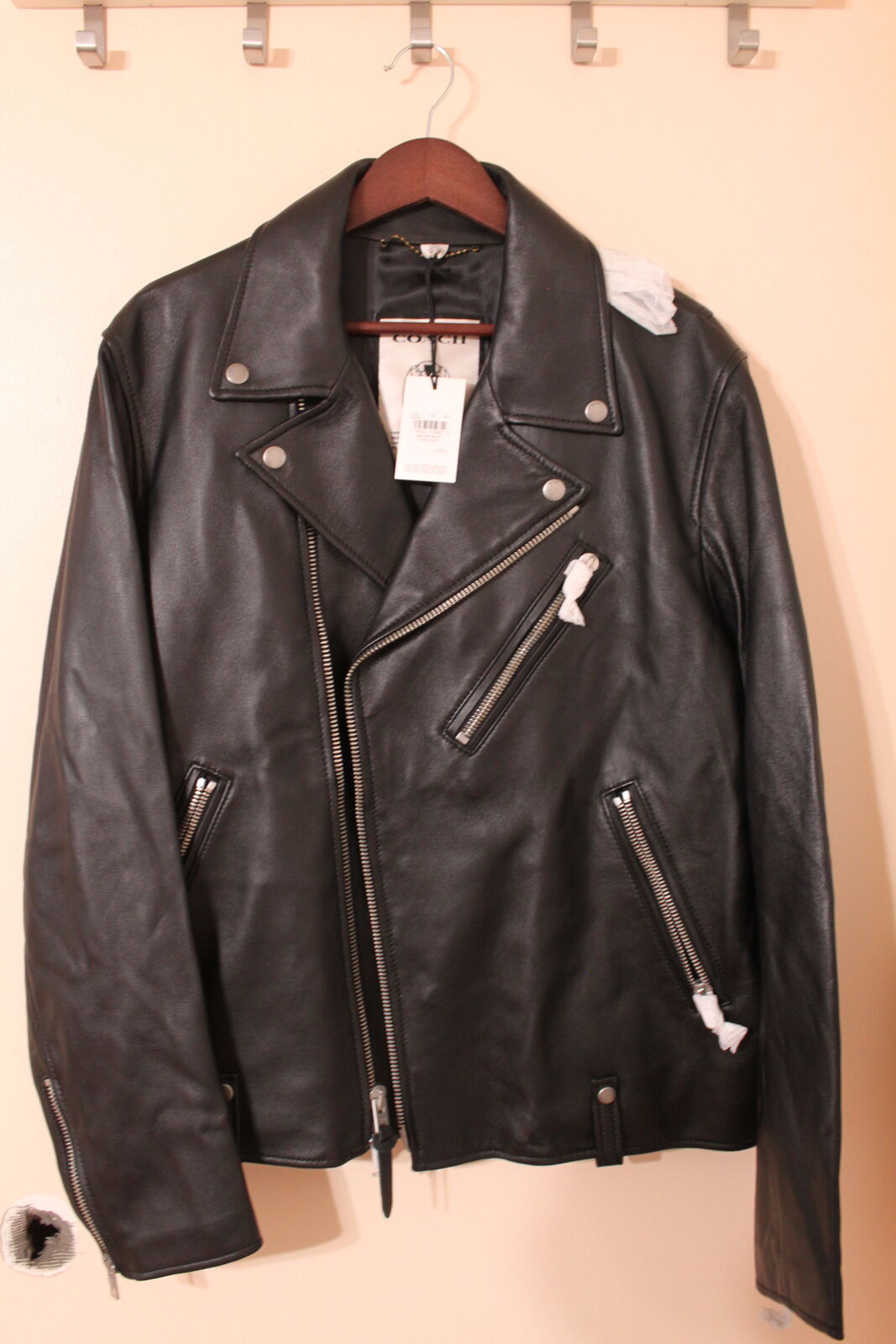 COACH Black Lamb Skin Leather Moto Biker Motorcycle Jacket
