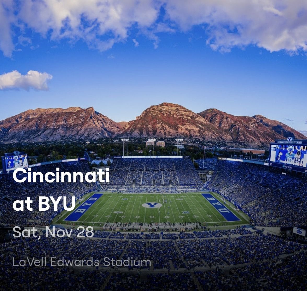 BYU vs Cincinnati 11/28 4 legacy chair seats
