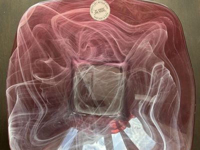 Vidrios San Miguel Handblown Glass Bowl – Pink Marbled Centerpiece (Spain, 13”)