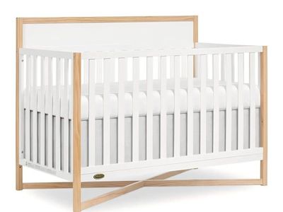 Dream On Me Owen 5-in-1 Convertible Full-Size Baby Crib in Vintage White Oak, GreenGuard Gold & BSA, Converts to Toddler, Day, &