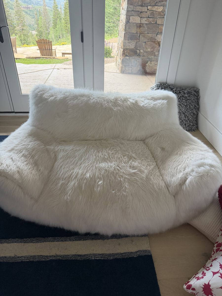 Large faux fur bean bag couch