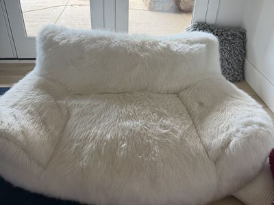 Large faux fur bean bag couch