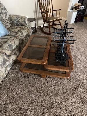 1980s–1990s oak coffee table set