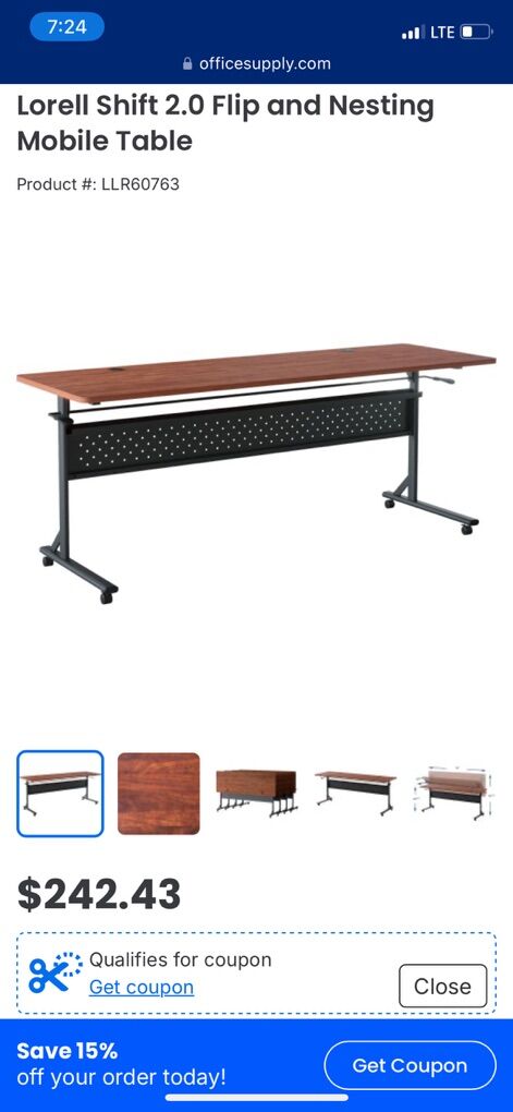 72 Inch Flipper Flip And Nesting Table, Brand New