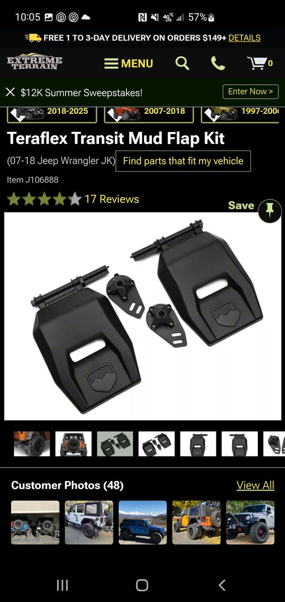 Teraflex  mud flaps for jeep