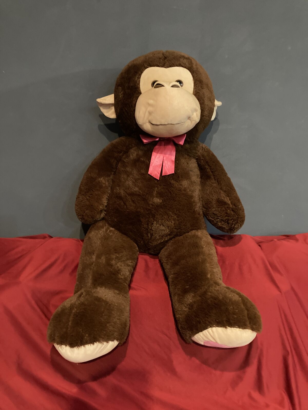 Huge 4ft Valentines Day Monkey With Heart & Bowtie Like New