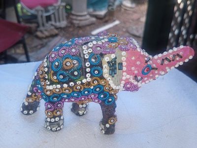 this a beautiful vintage very rare handmade from India beaded Elephant Figurine - Multicolor Decorative Accent from India.