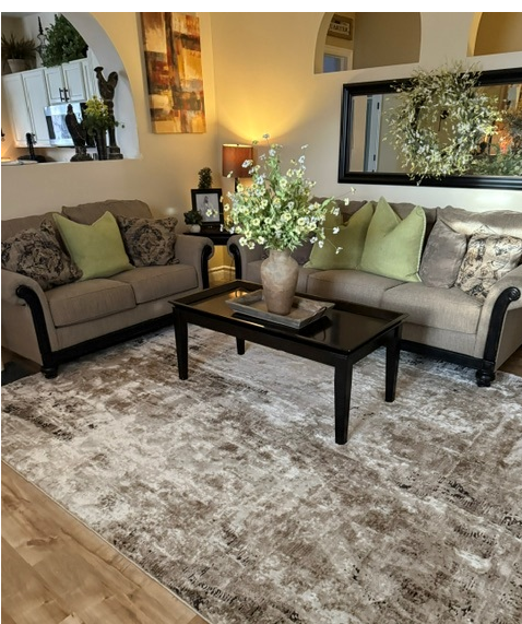 Living Room Set with Fabric Couch, Loveseat, Coffee Table, and End Table