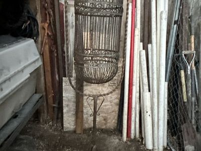 Vintage Iron Hanging Bird Cage with Stand