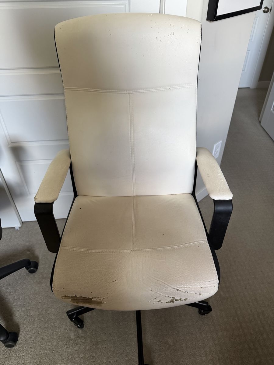 IKEA MILLBERGET White & Black Office Desk Chair with Armrests - Executive Style Swivel Chair w/ upgraded rollerblade wheels