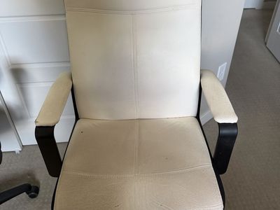 IKEA MILLBERGET White & Black Office Desk Chair with Armrests - Executive Style Swivel Chair w/ upgraded rollerblade wheels