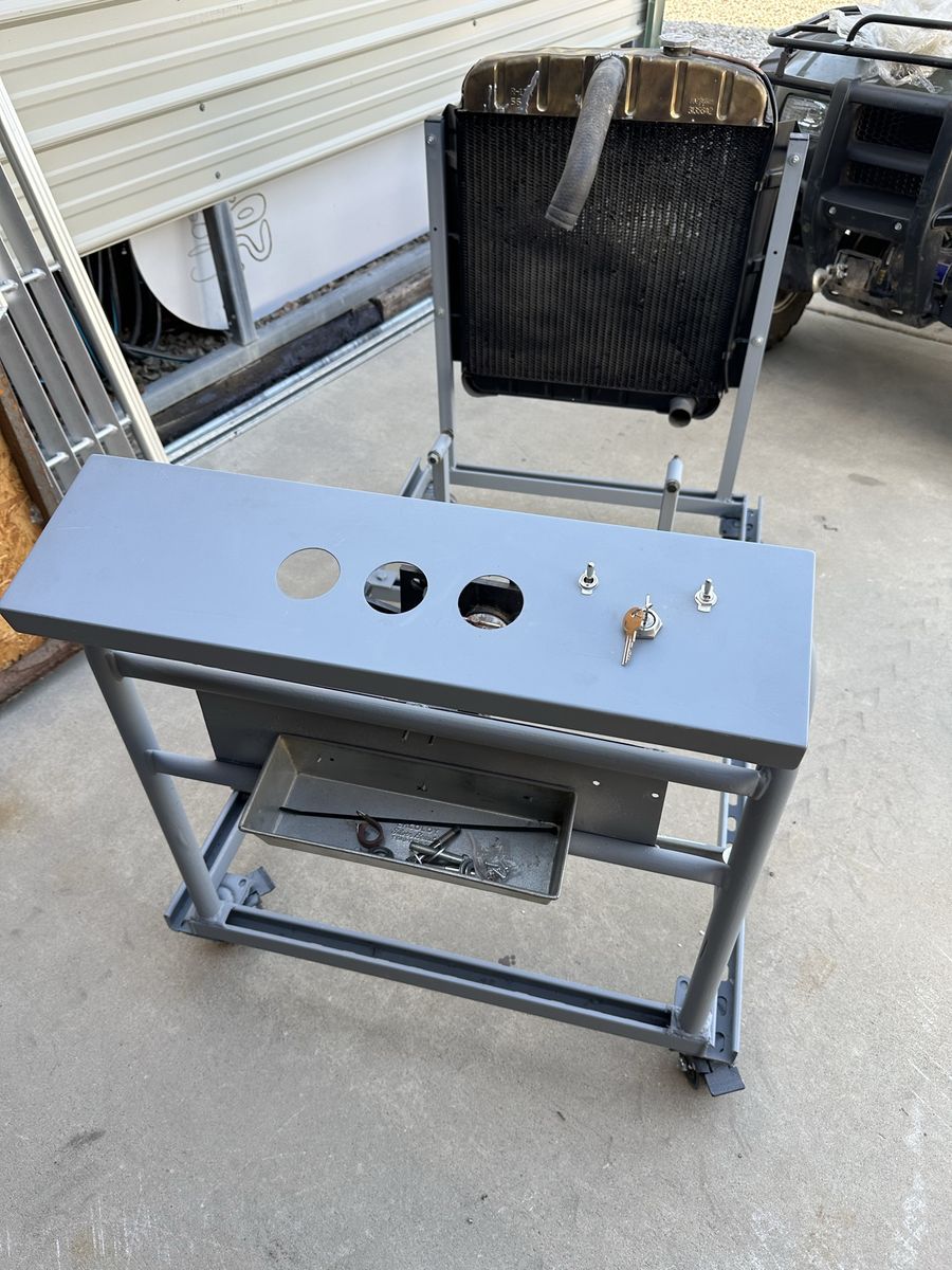 Custom Welded Engine Test Stand with Radiator and Control Panel for Automotive Enthusiasts