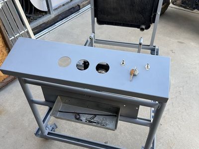 Custom Welded Engine Test Stand with Radiator and Control Panel for Automotive Enthusiasts