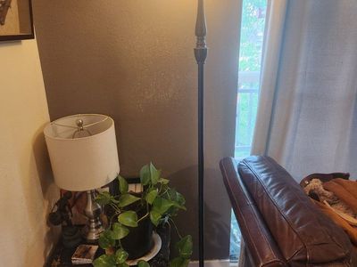 Traditional Dark Bronze Floor Lamp with Frosted Glass Bowl Shade