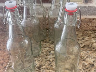 Swing Top Glass Bottles with Stoppers with Caps - and Brushes