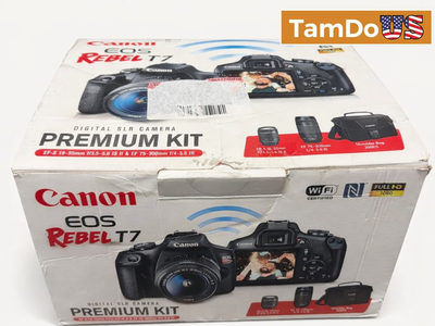 Canon EOS Rebel T7 DSLR Camera Premium Kit with 18-55mm & 75-300mm Lenses