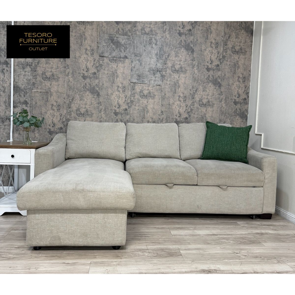 ARIA BEIGE SECTIONAL SOFA BED WITH STORAGE