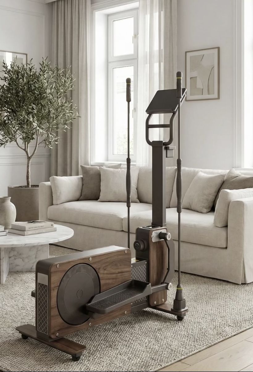 MihoFit New-Gen Elliptical - Walnut, Compact, Full-Body Cardio for Home Fitness