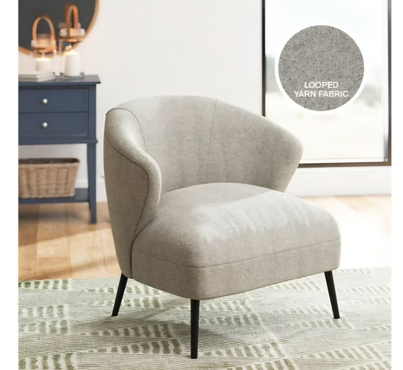 Alice Upholstered Accent Chair, Tan Looped Yarn