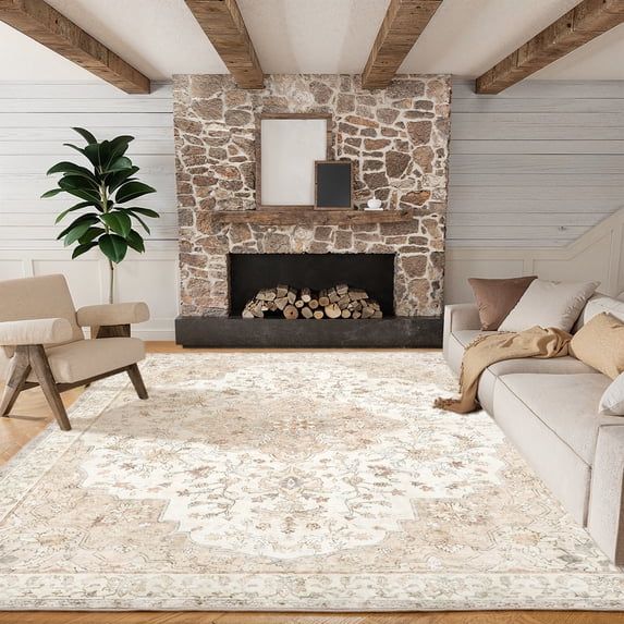 NEW 8'x10' Boho Area Rugs for Living Room, Machine Washable Floral Area Rug