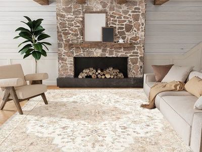NEW 8'x10' Boho Area Rugs for Living Room, Machine Washable Floral Area Rug