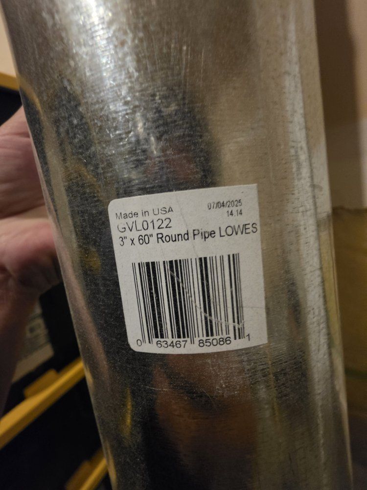GVL0122 3" x 60" Galvanized Round Pipe Duct