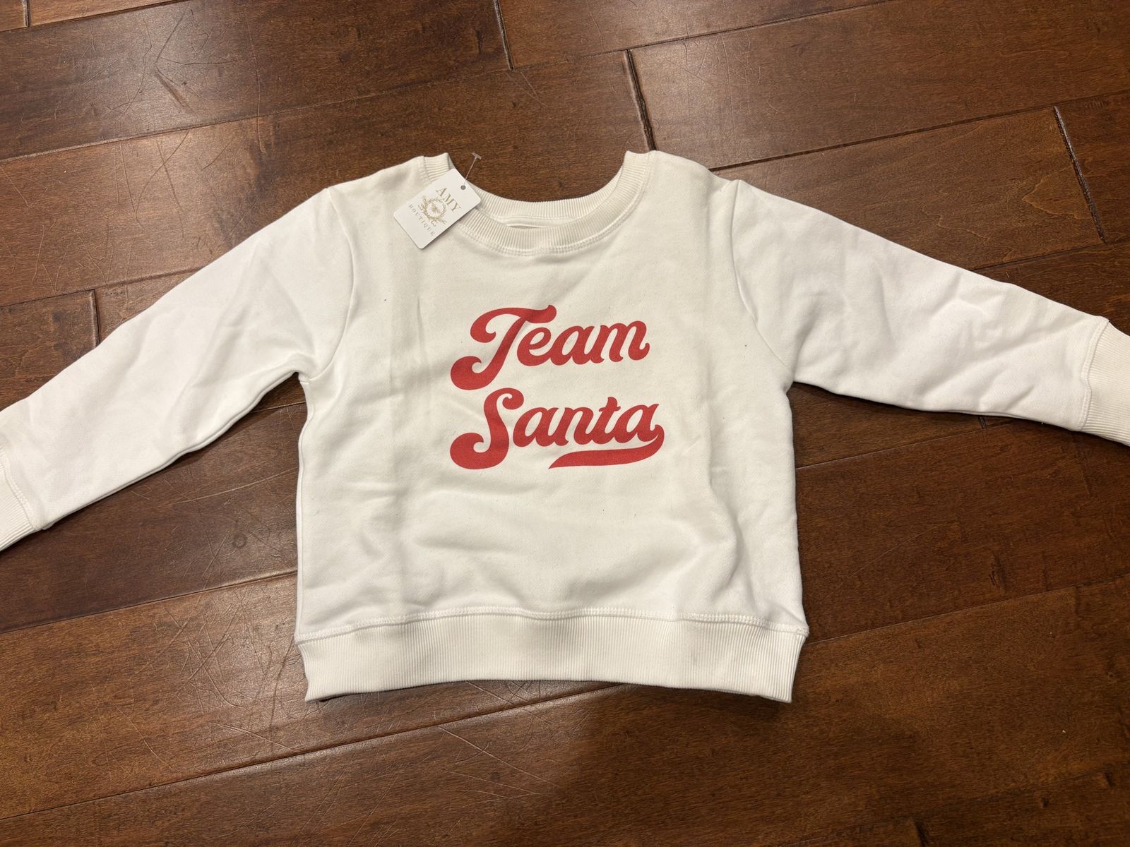 New White Sweatshirt w/ Team Santa Sz 3T