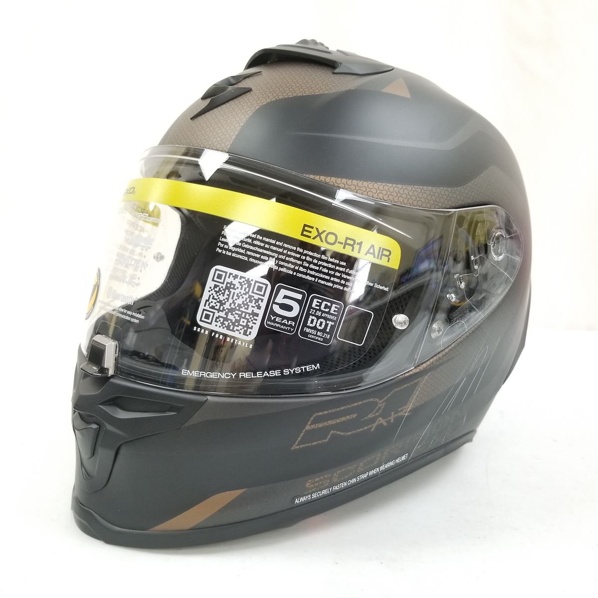 Scorpion EXO-R1 Air Full Face Helmet Hive (Gold/Black, Small) (75-2348S-L-R2-S3)