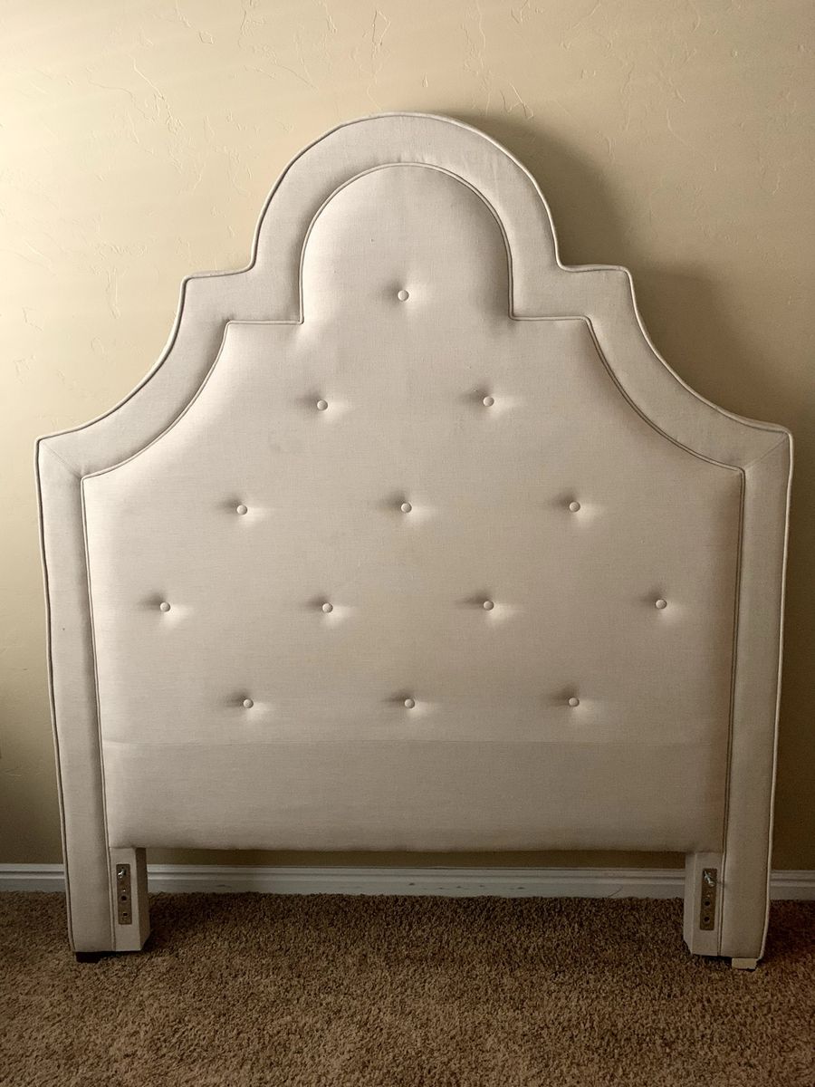 Elegant Full Size Tufted Upholstered Headboard - Off-White/Cream Fabric