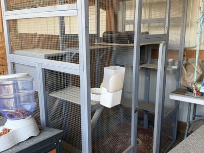 Large Gray Wooden Outdoor Catio / Animal Enclosure Cage