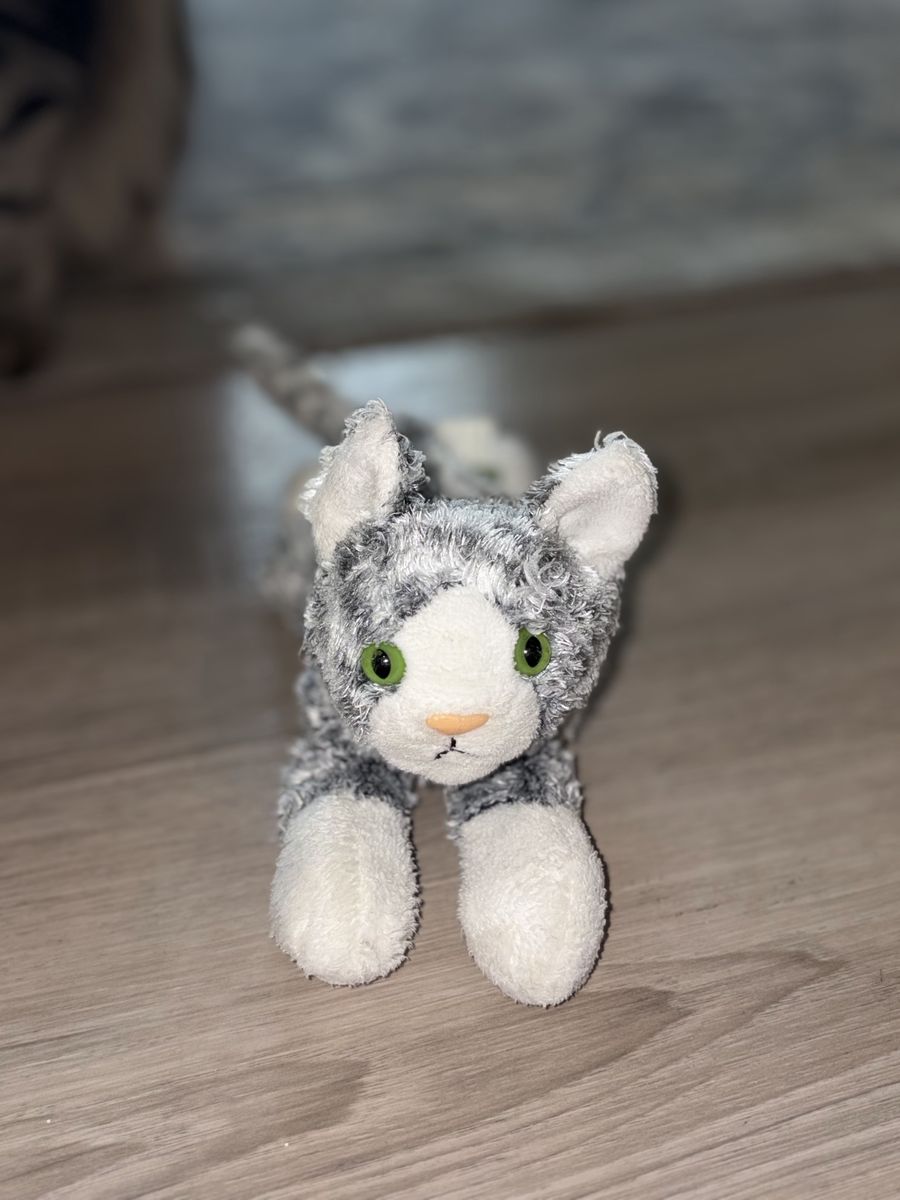 Wild Republic Gray Striped Cat Plush Stuffed Animal Toy Green Eyes