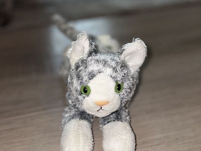 Wild Republic Gray Striped Cat Plush Stuffed Animal Toy Green Eyes