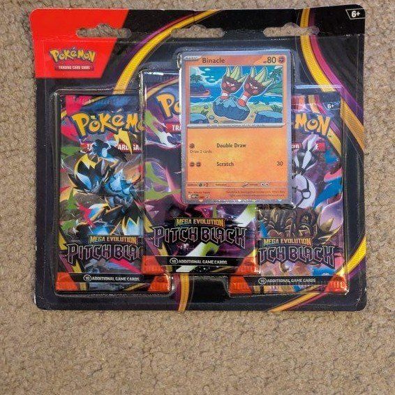 Pokémon Mega Evolution Pitch Black Trading Card Game Booster Pack Set with Bonus Binacle Promo Card