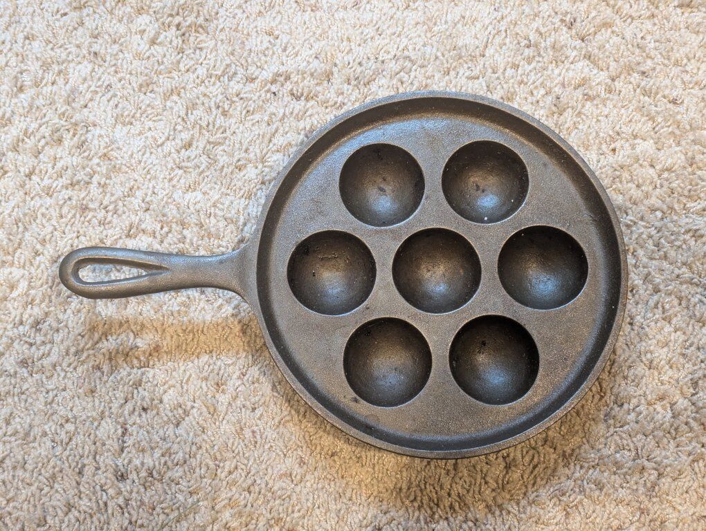 Vintage Cast Iron Aebleskiver Pan Egg Poacher