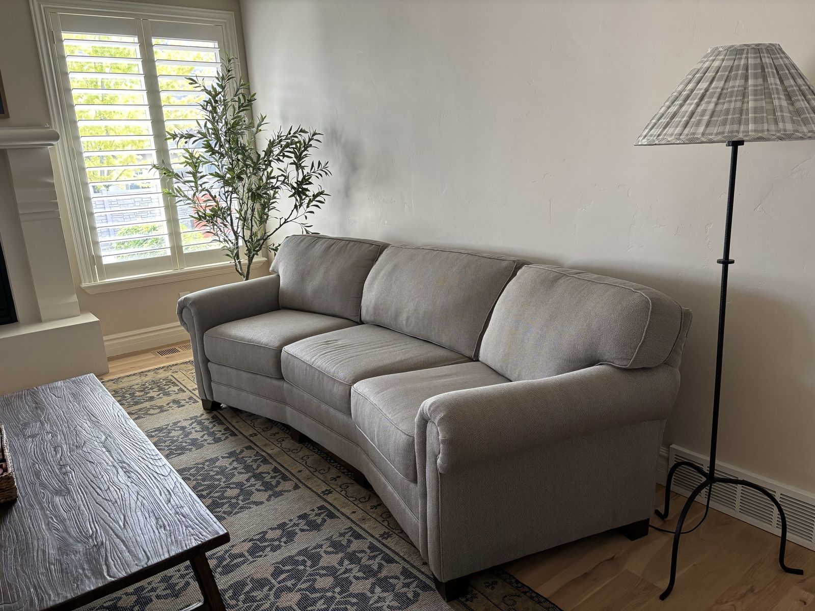 Custom Curved Beige Fabric Sofa