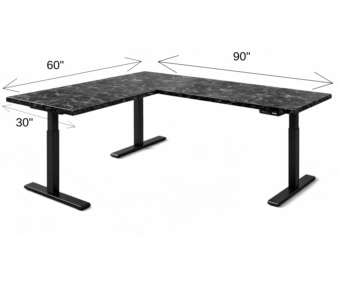Modern L-Shaped Desk – Black Granite