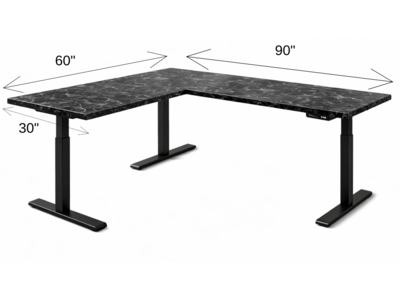 Modern L-Shaped Desk – Black Granite