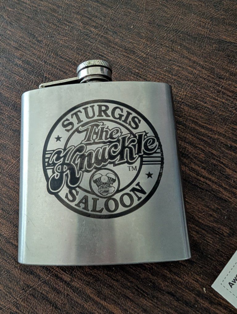 The Knuckle Saloon Sturgis Stainless Steel Flask