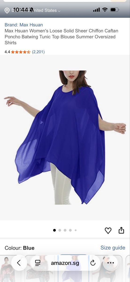 New Sheer Blue Max Hsuan Batwing Blouse 