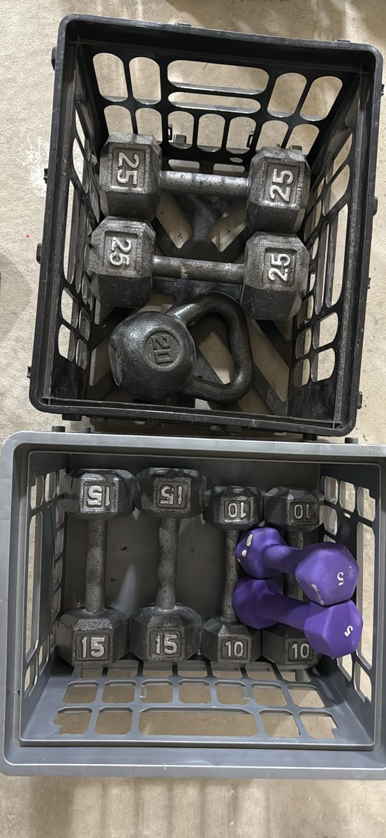 Dumbbell Set & Kettlebell - 2x25lb, 2x15lb, 2x10lb, 2x5lb, 1x20lb Kettlebell - Home Gym Weight Set