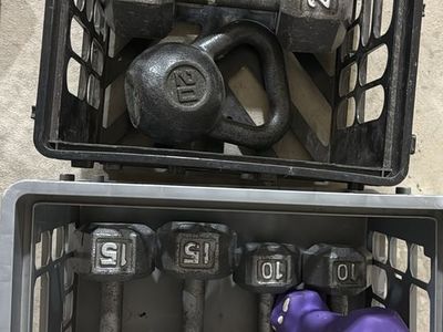 Dumbbell Set & Kettlebell - 2x25lb, 2x15lb, 2x10lb, 2x5lb, 1x20lb Kettlebell - Home Gym Weight Set