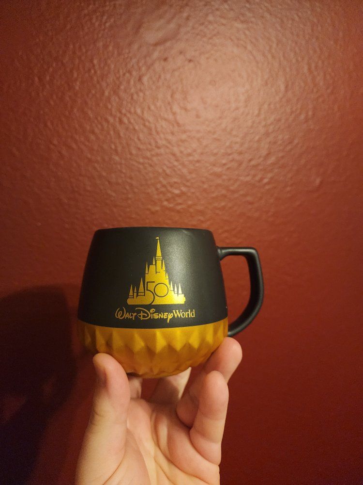 Starbucks Walt Disney World 50th Anniversary Black & Gold Ceramic Mug Collectible