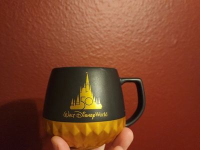 Starbucks Walt Disney World 50th Anniversary Black & Gold Ceramic Mug Collectible