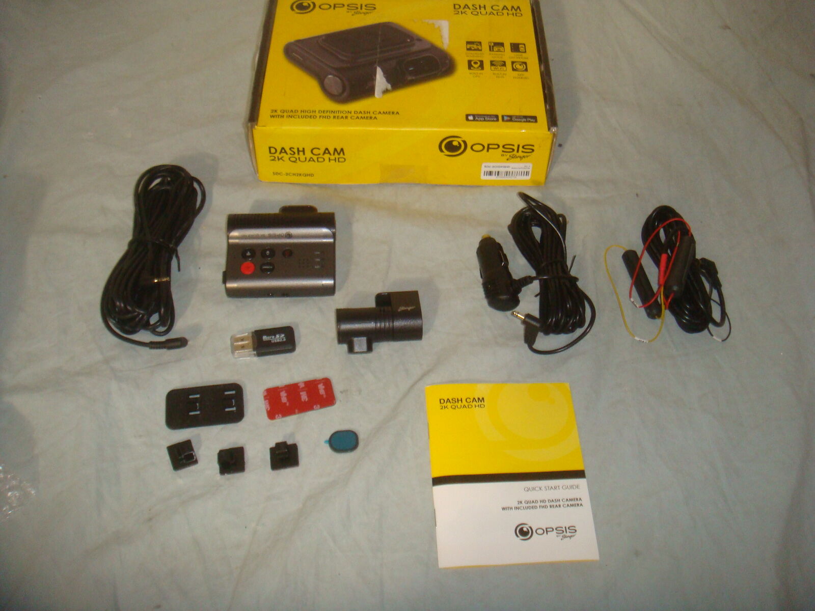 STINGER SDC-2CH2KQHD OPSIS UNIVERSAL 2K QUAD HD FRONT & FHD REAR DASH CAMERA