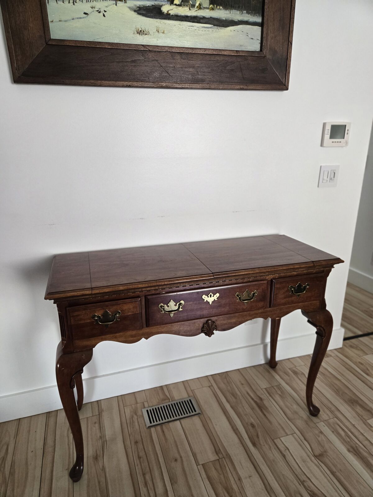 Traditional Solid Wood Drop-Leaf Console / Sofa Table – Queen Anne Style