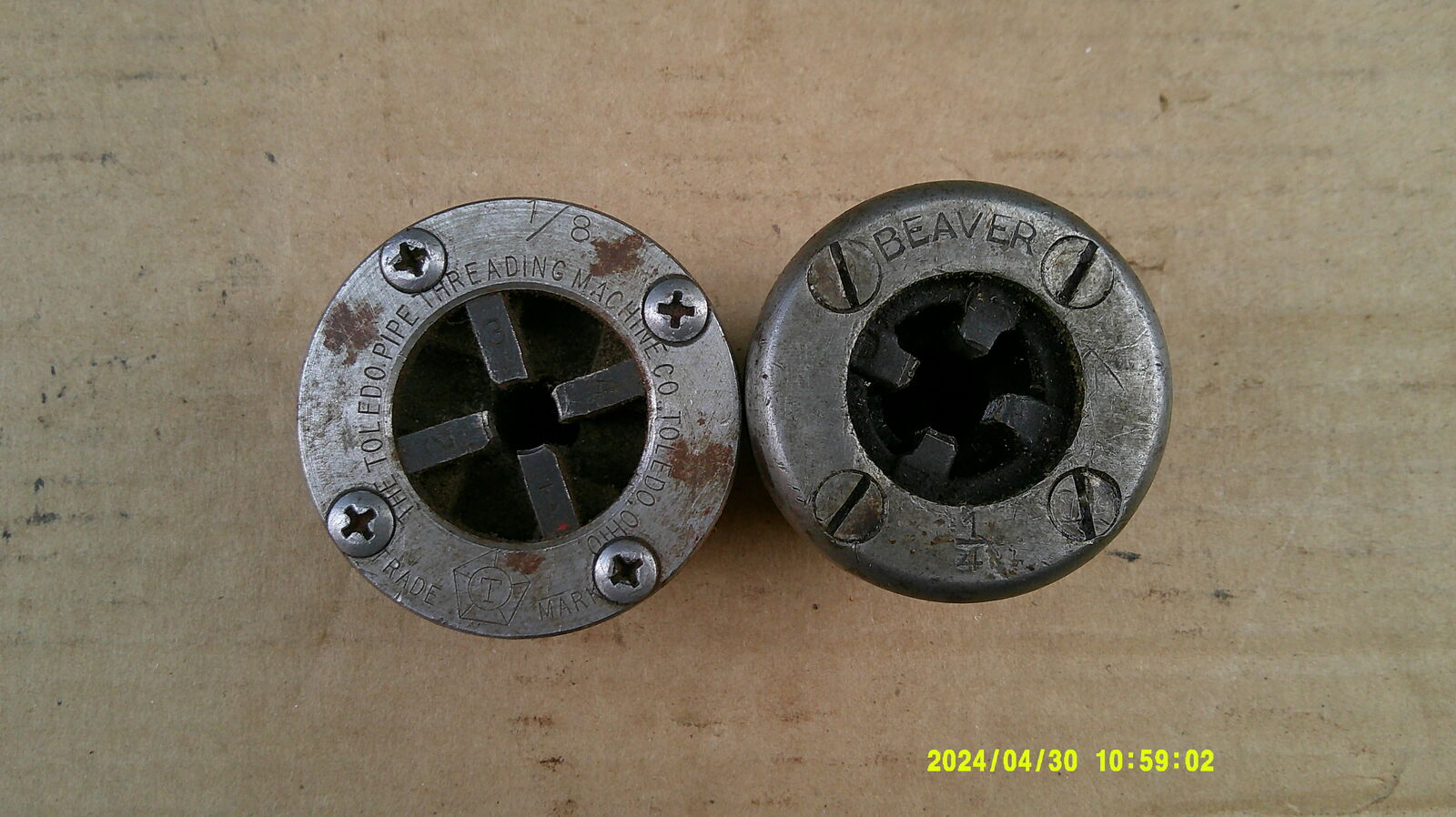 Pipe Dies  Tread Or Chase Pipe With Pipe Wrench 1/8 --1/4 Size Odd Brands Both for $15