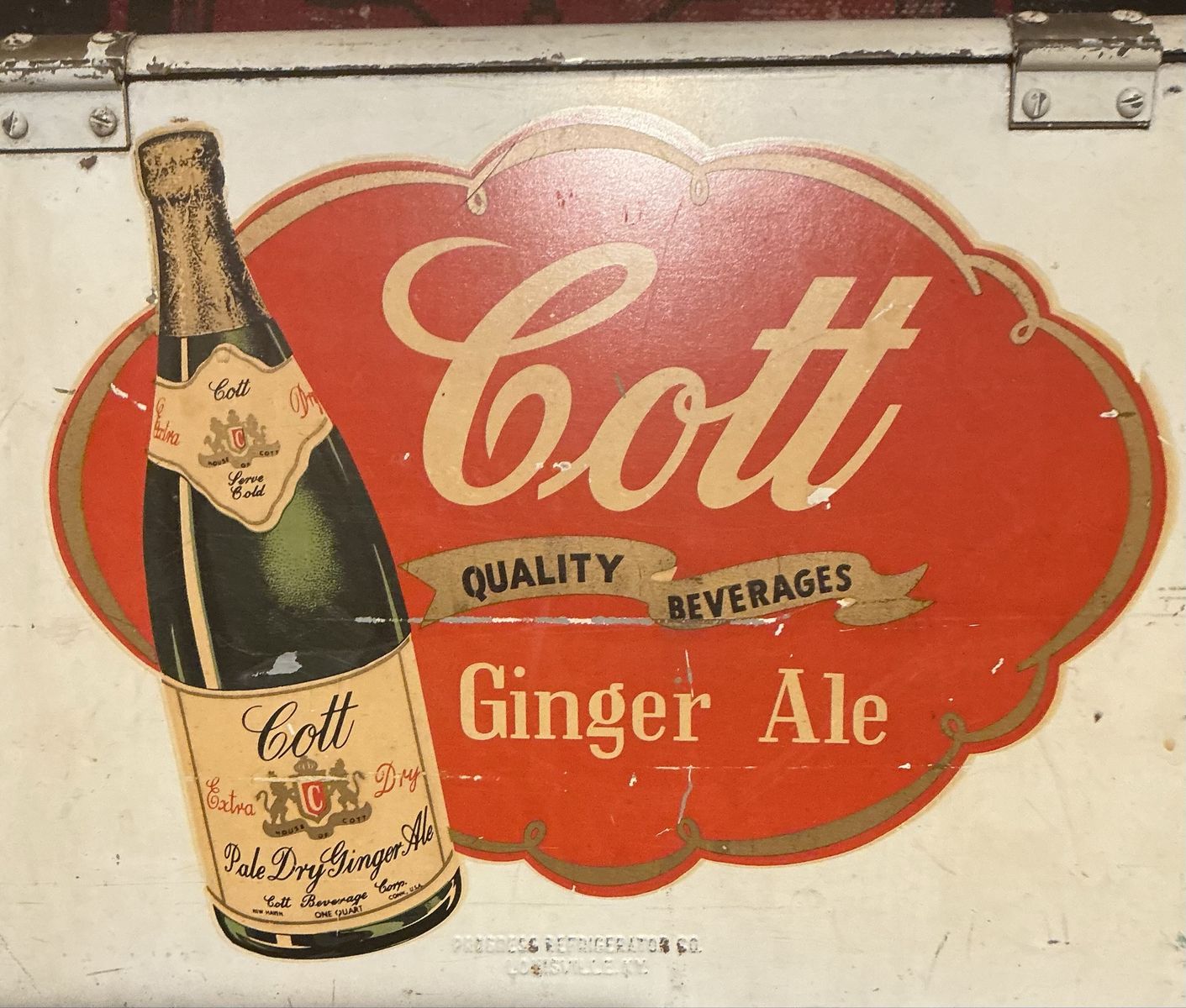 Vintage Cott Quality Beverages Ginger Ale Metal Cooler Ice Chest