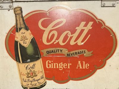 Vintage Cott Quality Beverages Ginger Ale Metal Cooler Ice Chest