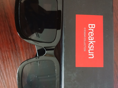 Breaksun Square Oversized Sunglasses with Gold B Logo - Black, UV Protection-Section A