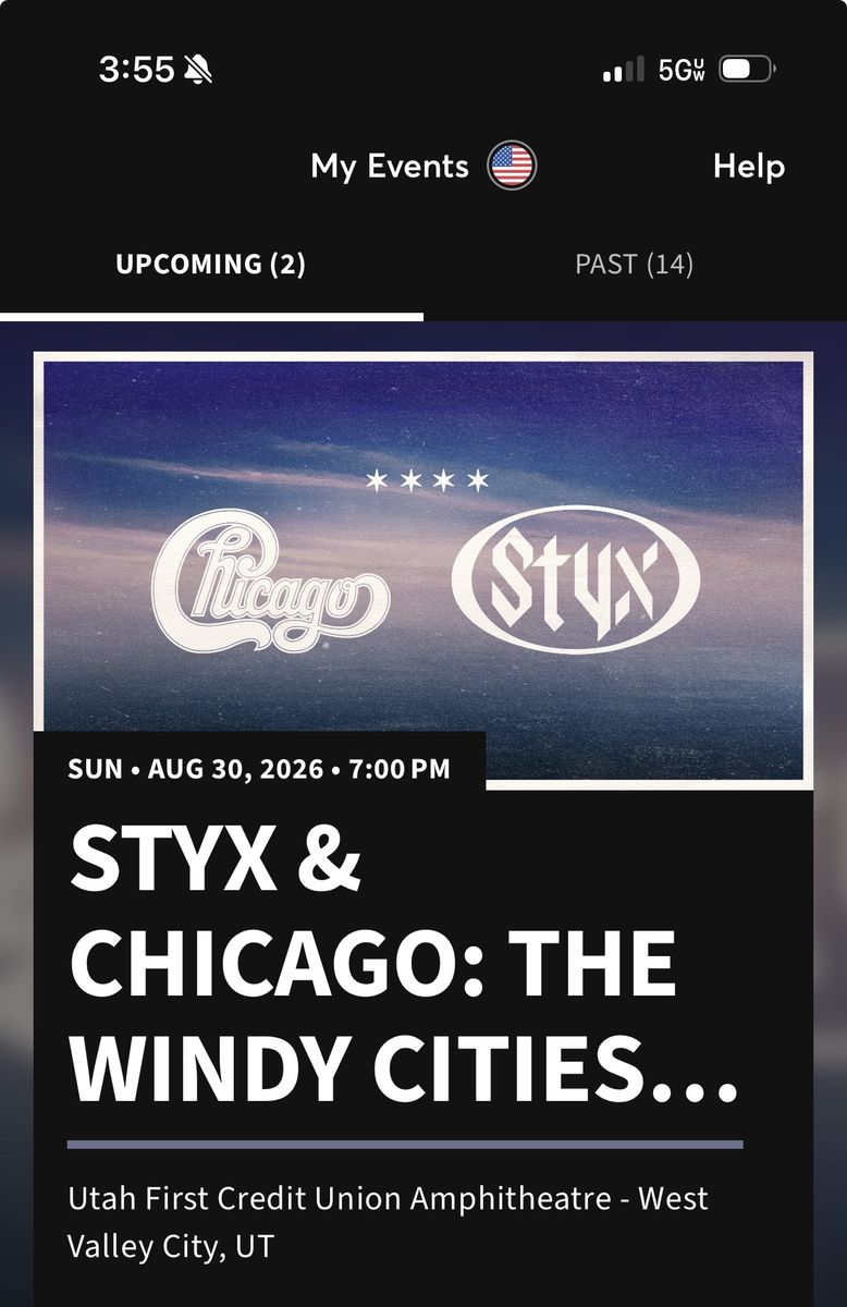 Styx & Chicago Concert Tickets - Sunday, Aug 30, 2026 at Utah First Credit Union Amphitheatre